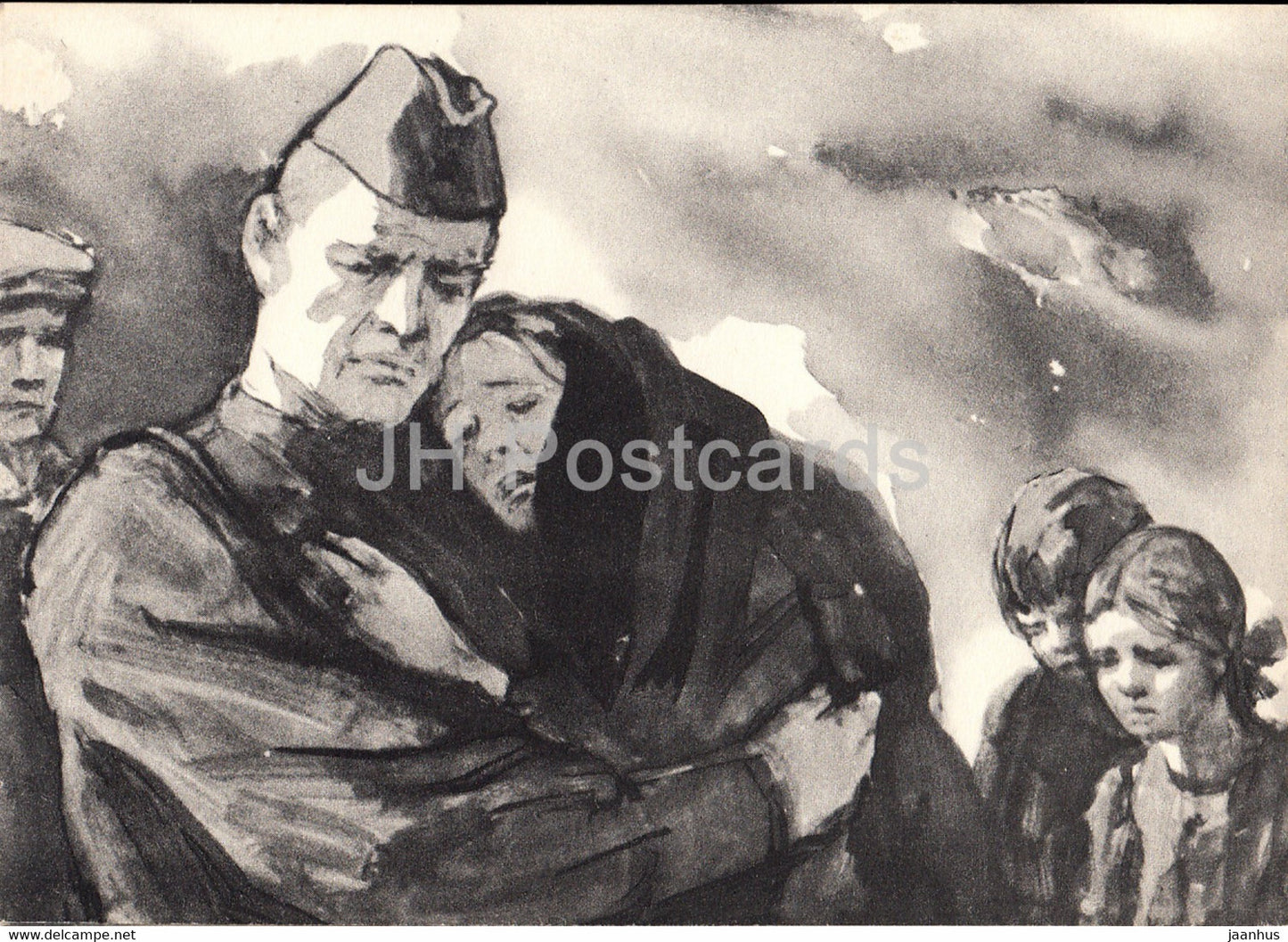 Fate of a Man by Mikhail Sholokhov - illustration by Kukryniksy - To the War - 1966 - Russia USSR - unused - JH Postcards