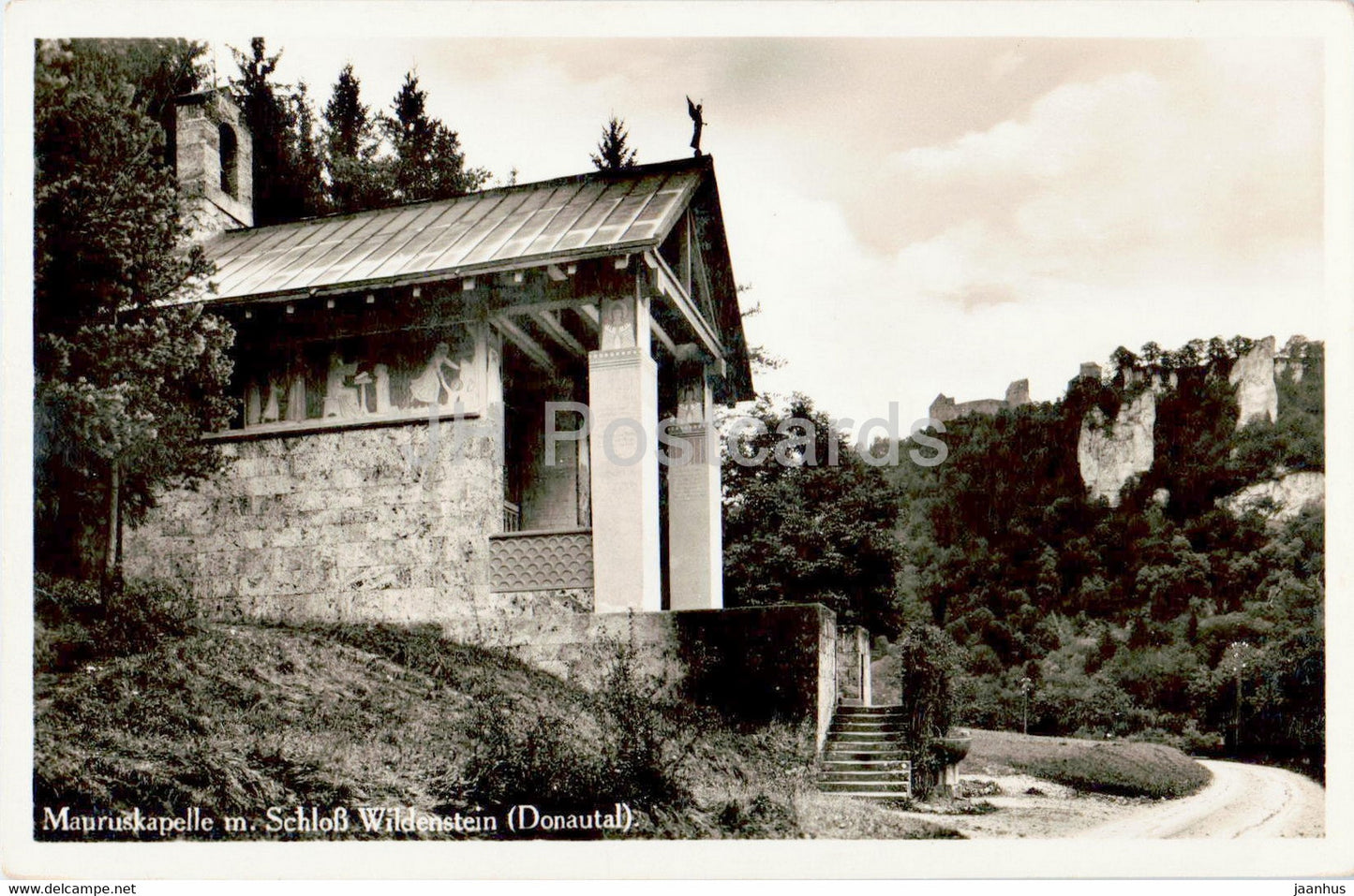 Mauruskapelle m Schloss Wildenstein - Donautal - old postcard - Germany - unused - JH Postcards