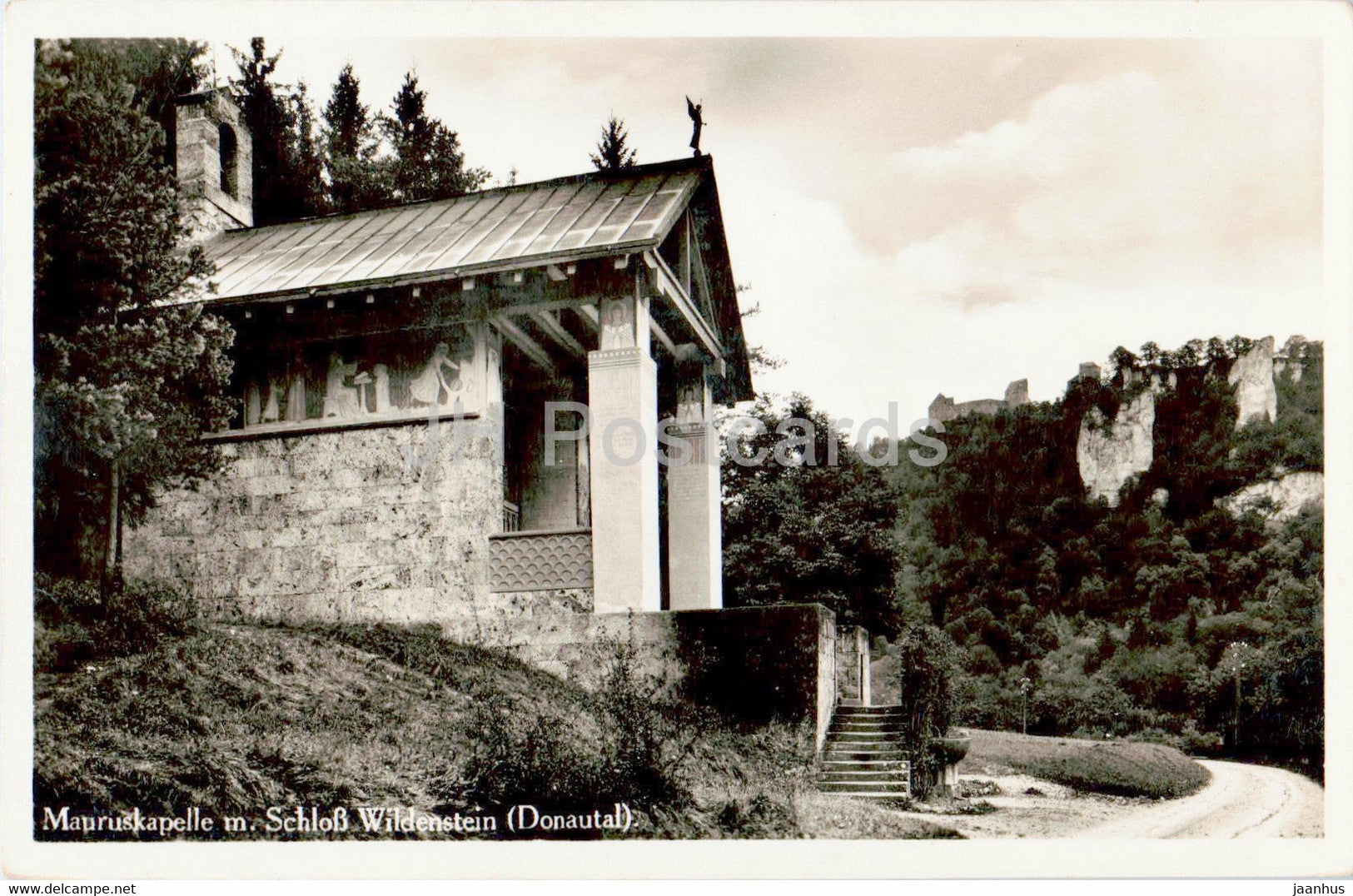 Mauruskapelle m Schloss Wildenstein - Donautal - old postcard - Germany - unused - JH Postcards