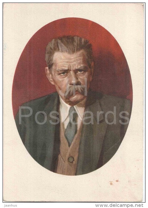 painting by S. Bondar - Portrait of russian writer Maxim Gorky - russian art  - unused - JH Postcards
