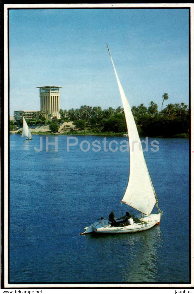 Aswan - view of the Nile river - sailing boat - Egypt - unused - JH Postcards