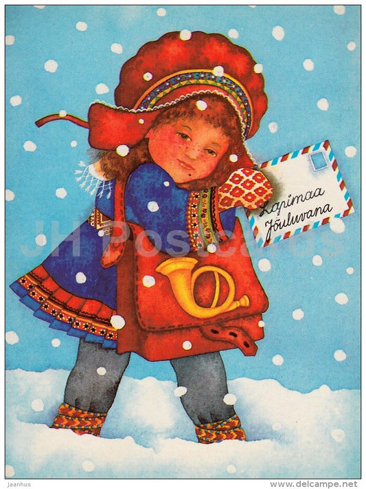 New Year Greeting Card by V. Noor - girl - mail - 1989 - Estonia USSR - used - JH Postcards