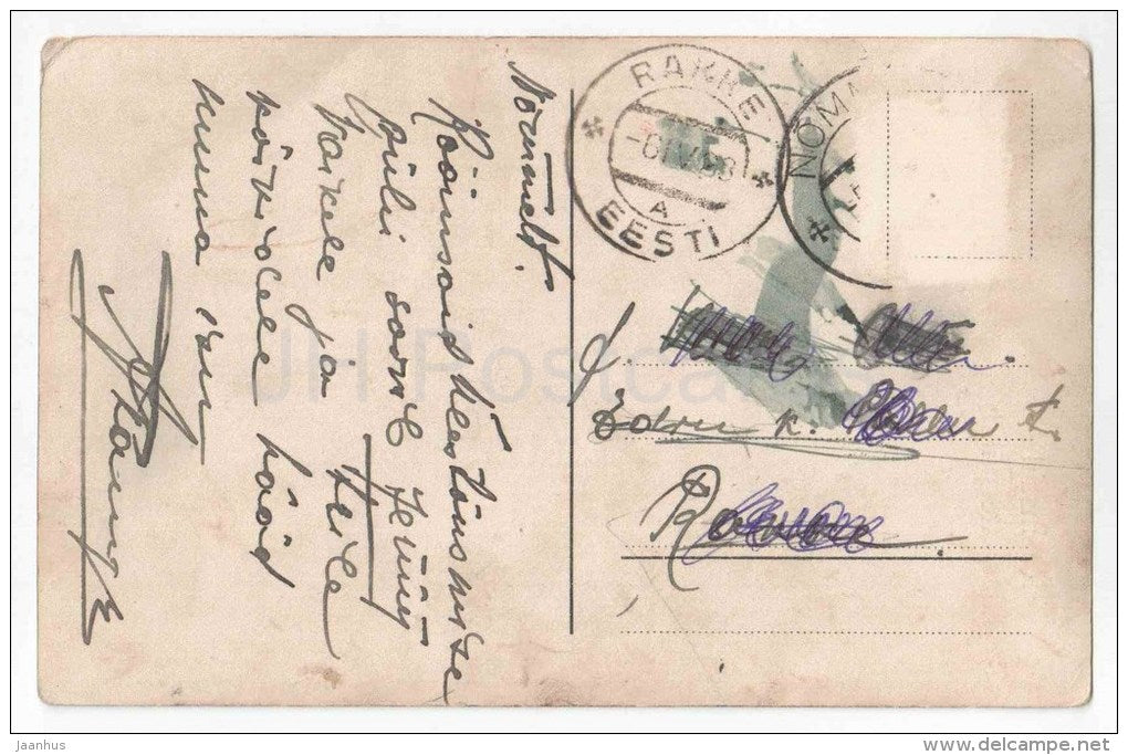 Easter Greeting Card - girl - eggs - Amag 63688/2 - circulated in Estonia Rakke 1928 - JH Postcards