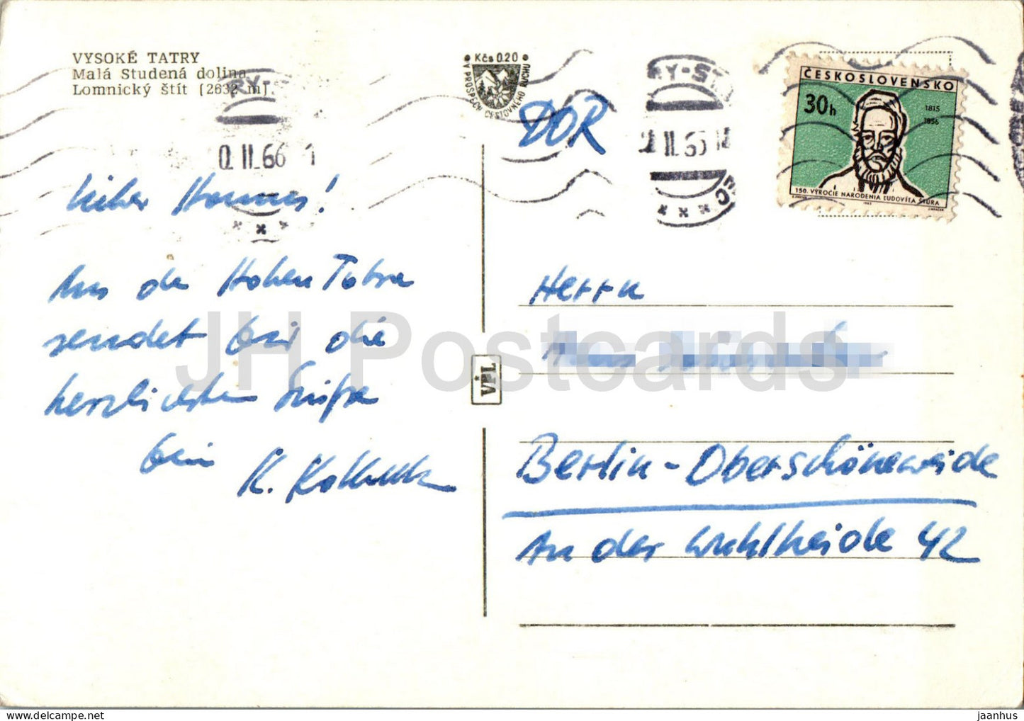 Vysoke Tatry - Mala Studena dolina - Lomnicky stit - valley - High Tatras - 1966 - Slovakia - Czechoslovakia - used