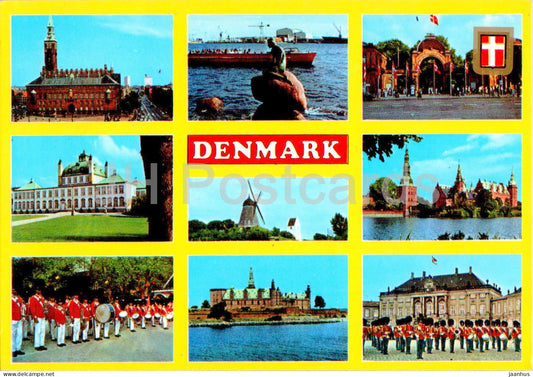 Little Mermaid - Town Hall square - Tivoli - Royal Guard - windmill - multiview - 171 - 1989 - Denmark - used - JH Postcards