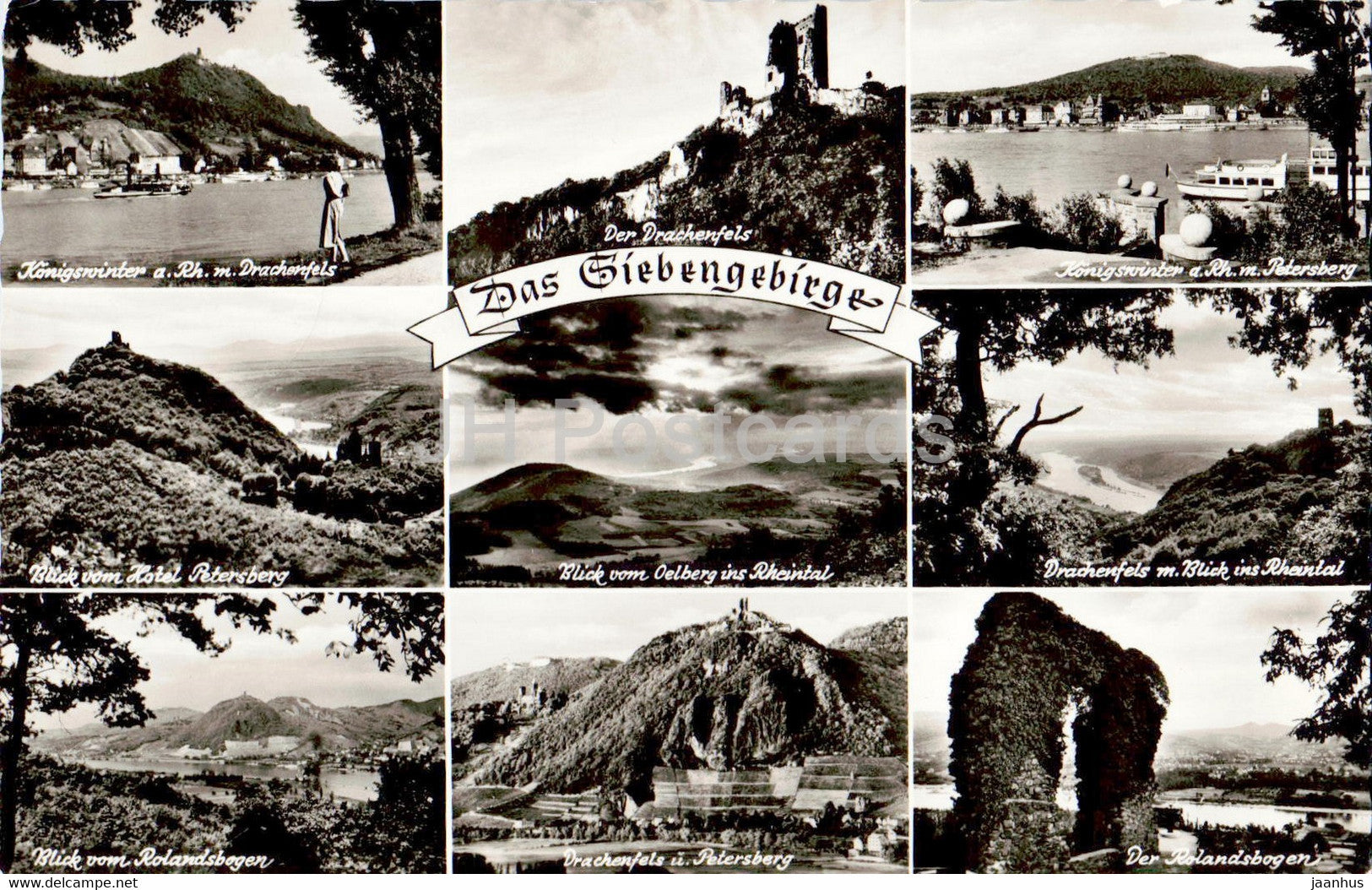 Das Siebengebirge - Konigswinter - Petersberg - Drachenfels - Rolandsbogen - old postcard - 1959 - Germany - used - JH Postcards