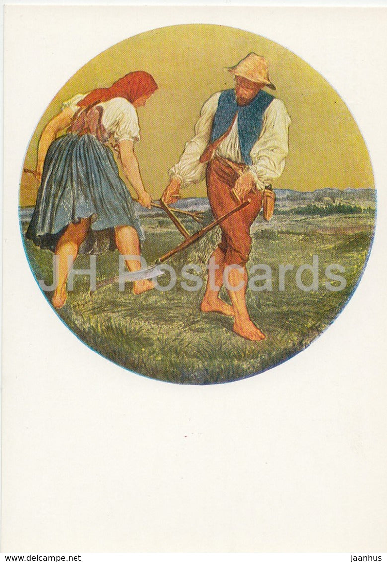 Painting by Josef Manes - June . From clock face of Prague City Hall - Czech art - 1971 - Russia USSR - unused - JH Postcards