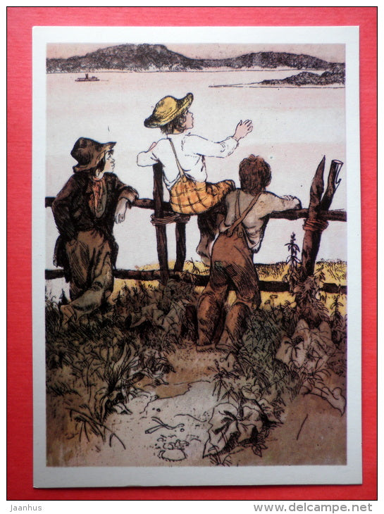 illustration by G. Mazurin - Mississippi - The Adventures of Tom Sawyer by M. Twain - 1976 - Russia USSR - unused - JH Postcards