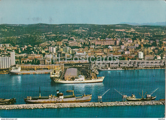 Rijeka port - ship Jugolinija - 1968 - Yugoslavia - Croatia - used - JH Postcards