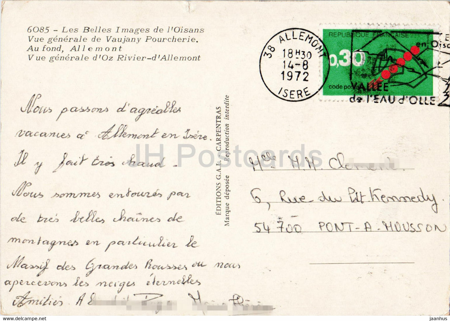 Vallee de Leau D'Olle Oisans - 38 - 1972 - France - used