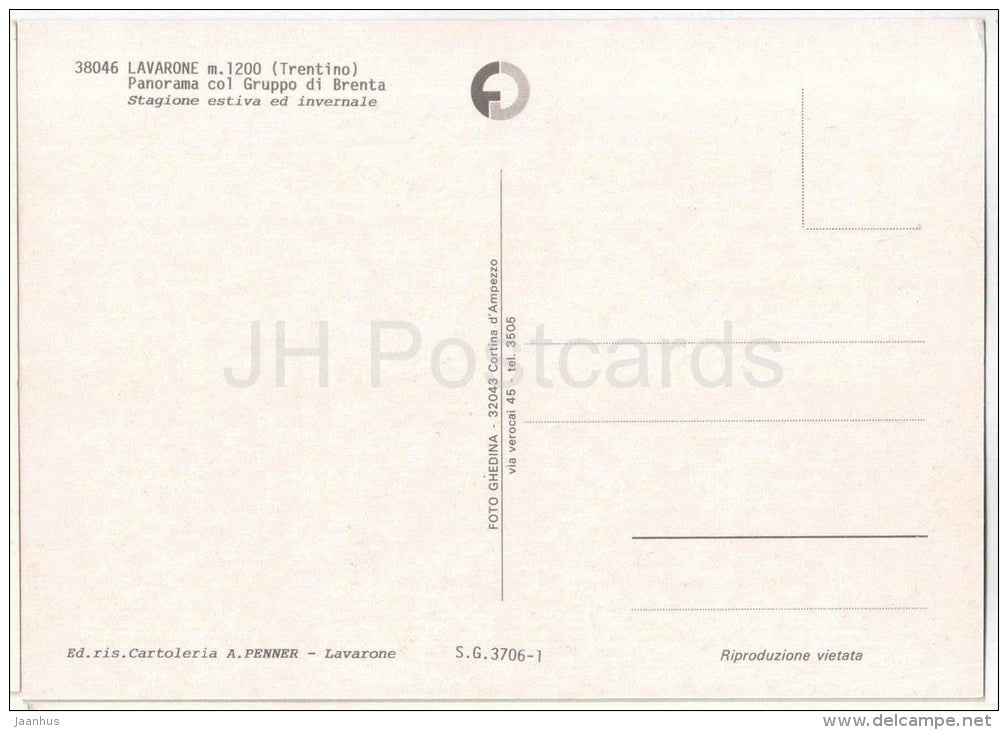 Panorama col Gruppo di Brenta - Lavarone m. 1200 - Trento - 38046 - Italia - Italy - unused - JH Postcards