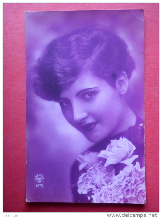 woman - lady - Noyer 5173 - old postcard - circulated in Estonia - JH Postcards