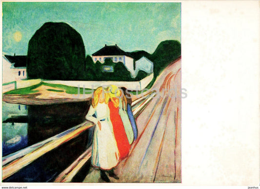 painting by Edvard Munch - Girls on the Bridge - Madchen auf der Brucke - Norwegian art - Norway - unused - JH Postcards