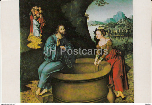 painting by Lucas Cranach the Elder - Christus und das Kanaanaische Weib - German art - Germany - unused - JH Postcards