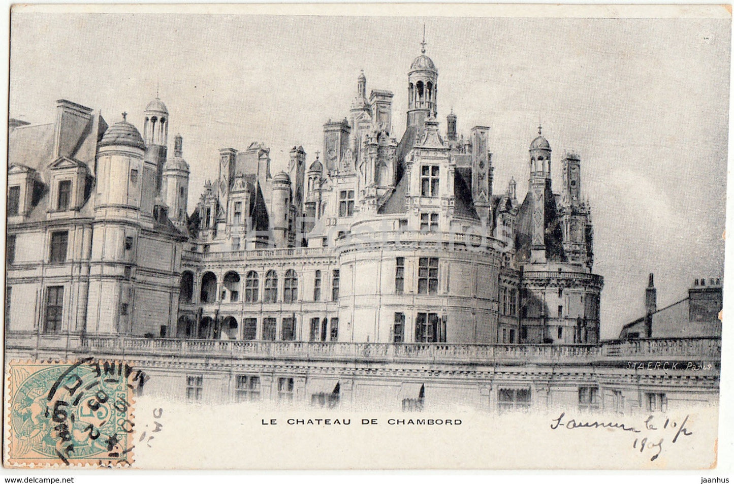 La Chateau de Chambord - 1909 - old postcard - France - used - JH Postcards