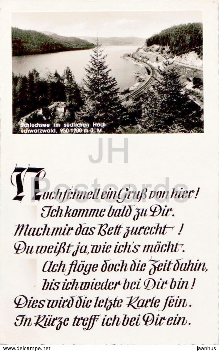 Schluchsee im sudlichen Hochschwarzwald - old postcard - 1956 - Germany - used - JH Postcards