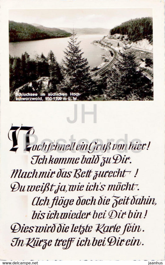 Schluchsee im sudlichen Hochschwarzwald - old postcard - 1956 - Germany - used - JH Postcards
