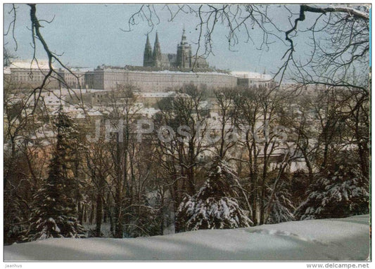 Prague Castle in Winter - Praha - Prague - Czechoslovakia - Czech - used 1964 - JH Postcards