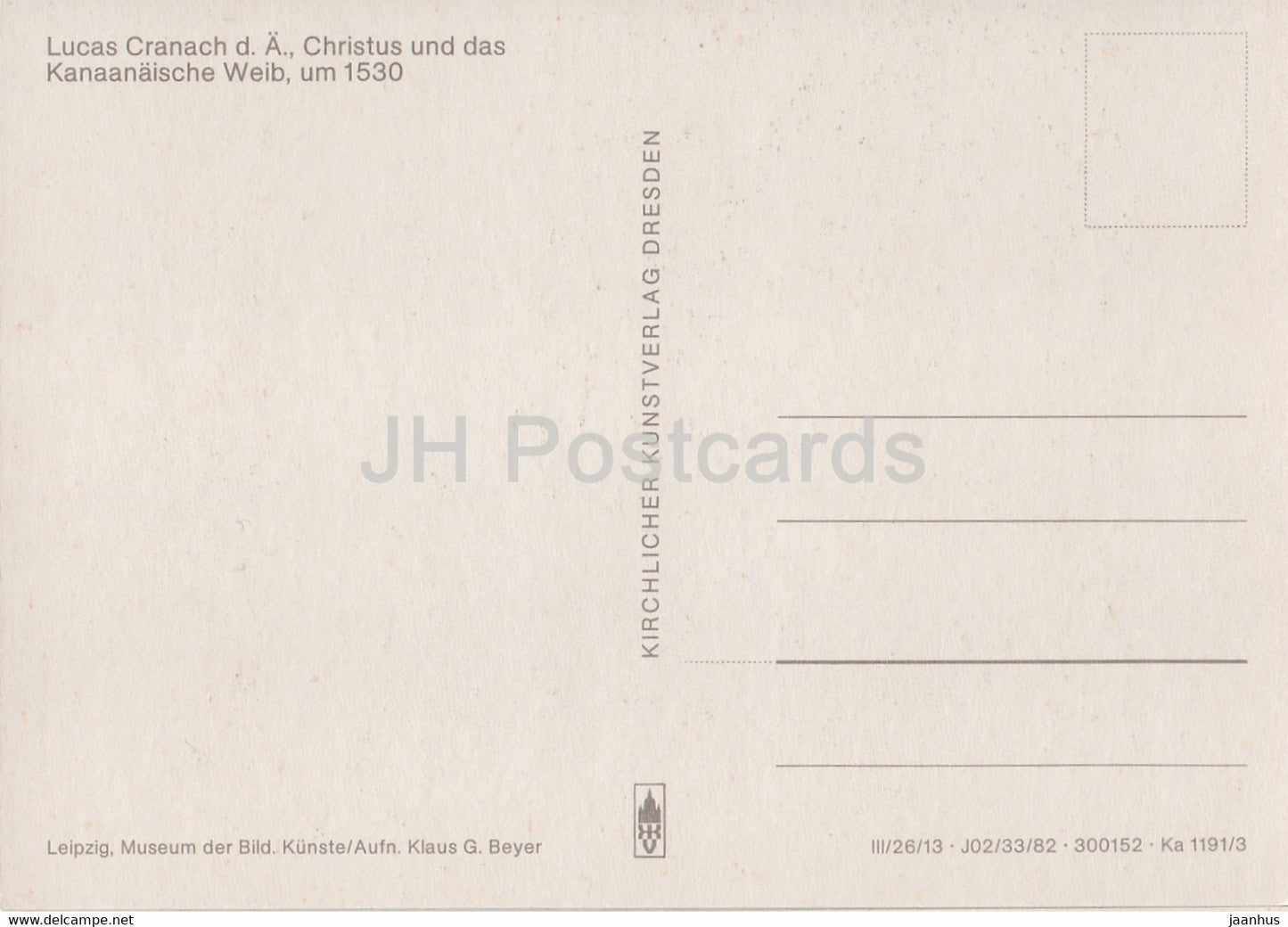 painting by Lucas Cranach the Elder - Christus und das Kanaanaische Weib - German art - Germany - unused