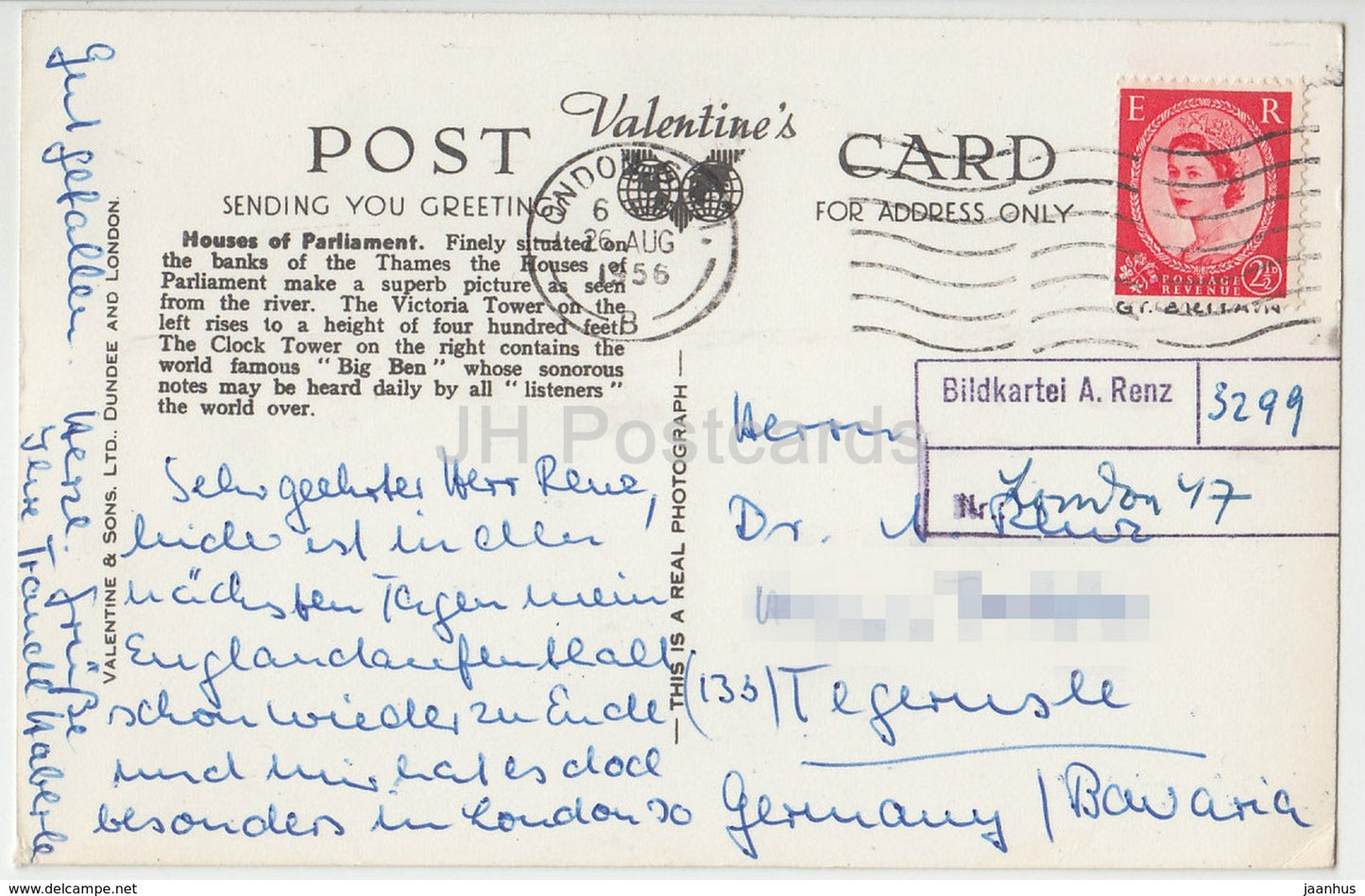 Londres - Houses of Parliament - 98998 - 1956 - Royaume-Uni - Angleterre - utilisé