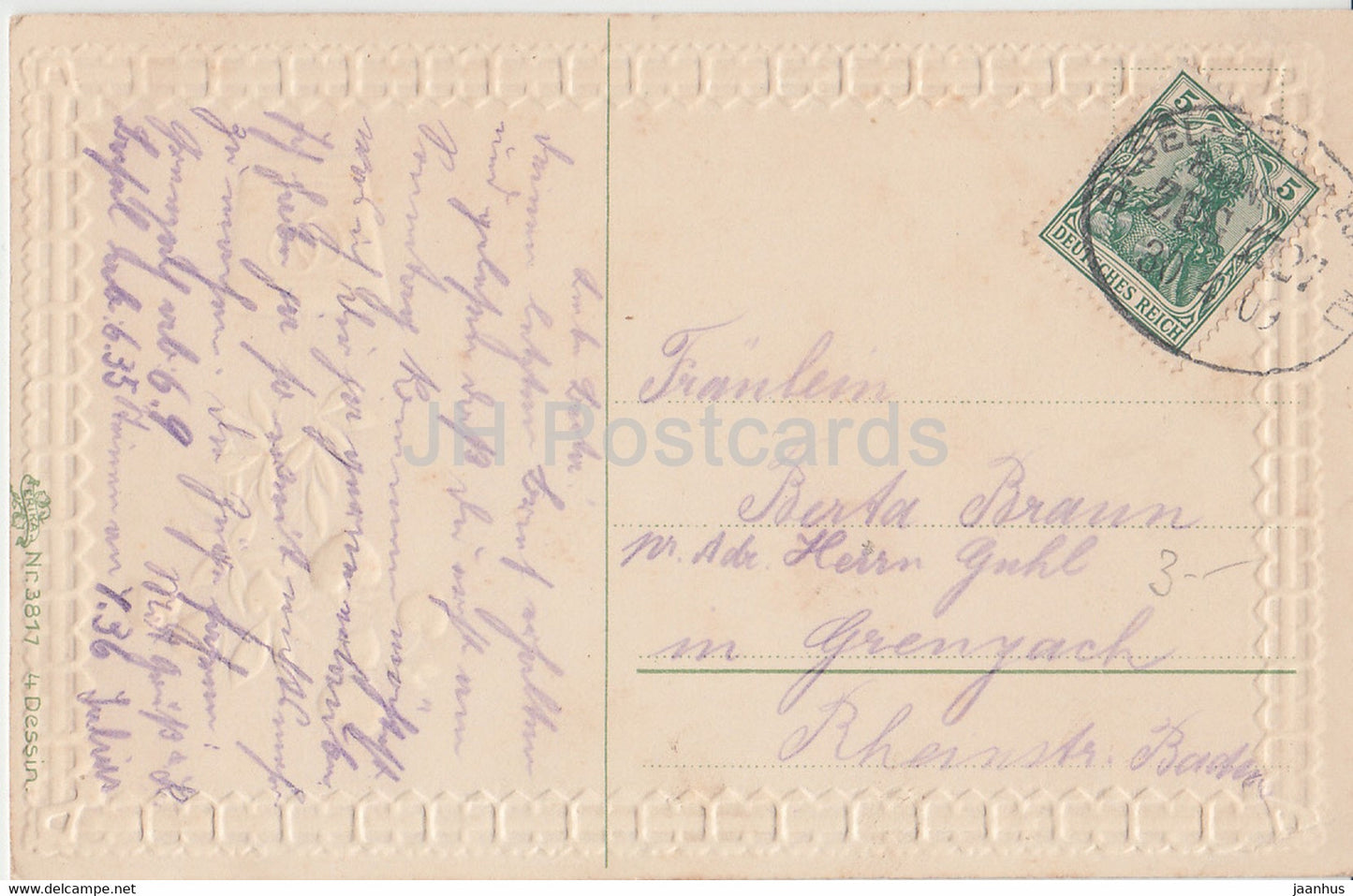 Greeting Card - Die Lieb die wahre Lieb allein - ERIKA - 3817 - 4 Dessin - Zug 1727 - old postcard - Germany - used