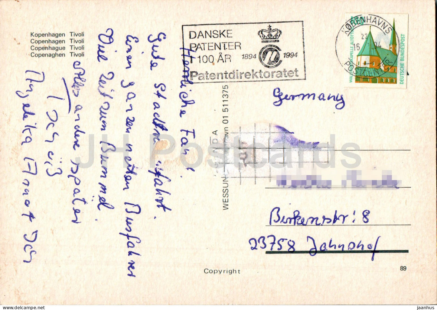 Copenhague - Kobenhavn - Tivoli - 89 - 1994 - Danemark - d'occasion 