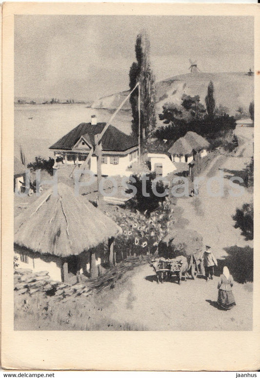 illustration by O. Vereysky - Tatarsky Farm , Khutor - And Quiet Flows the Don - 1 - 1959 - Russia USSR - unused - JH Postcards