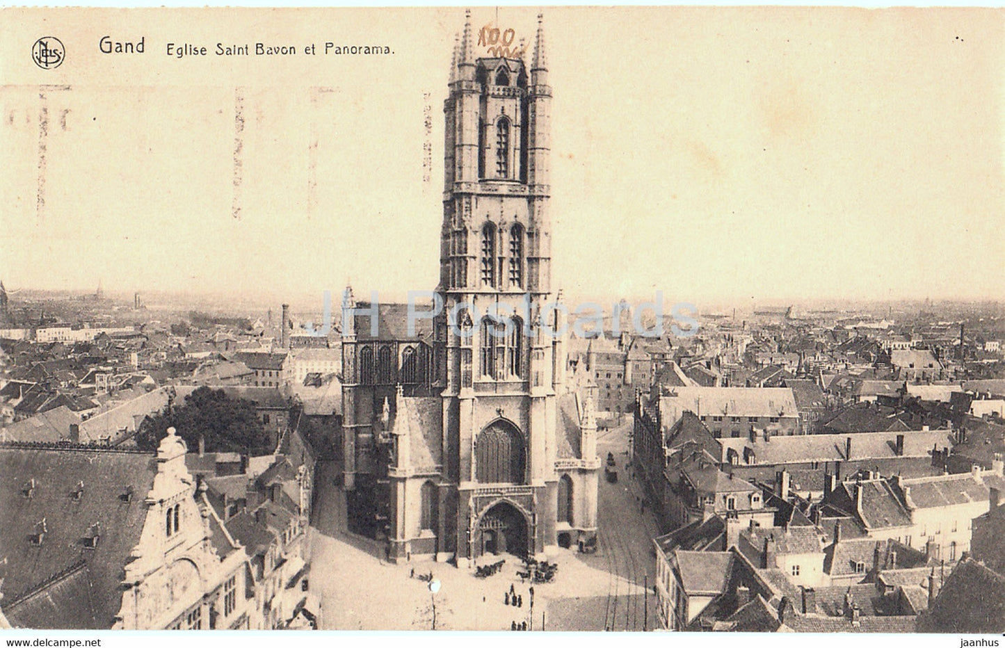 Gent - Gand - Eglise Saint Bavon et Panorama - church - old postcard - 1925 - Belgium - used - JH Postcards