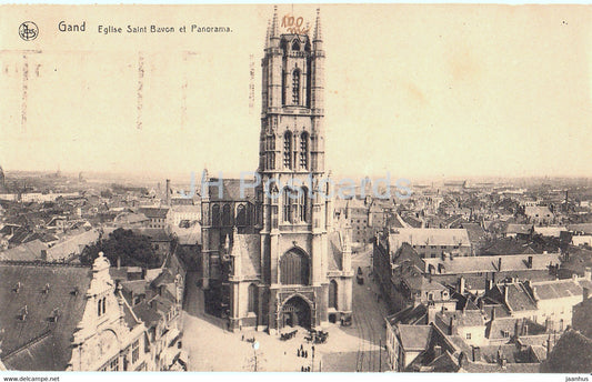 Gent - Gand - Eglise Saint Bavon et Panorama - church - old postcard - 1925 - Belgium - used - JH Postcards