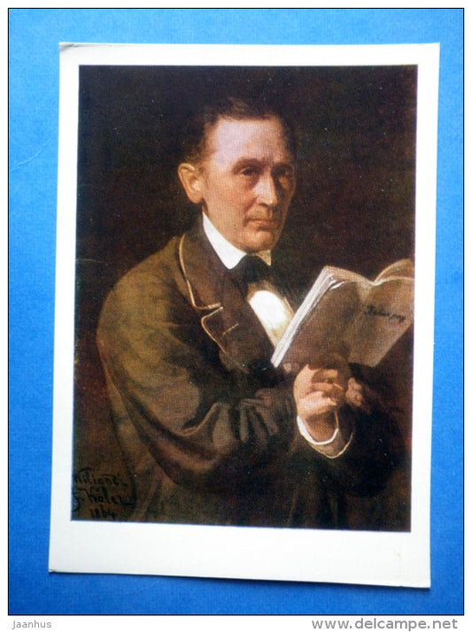 painting by J. Köler - Portrait of writer Dr. Fr. R. Kreutzwald , 1864 - estonian art - unused - JH Postcards