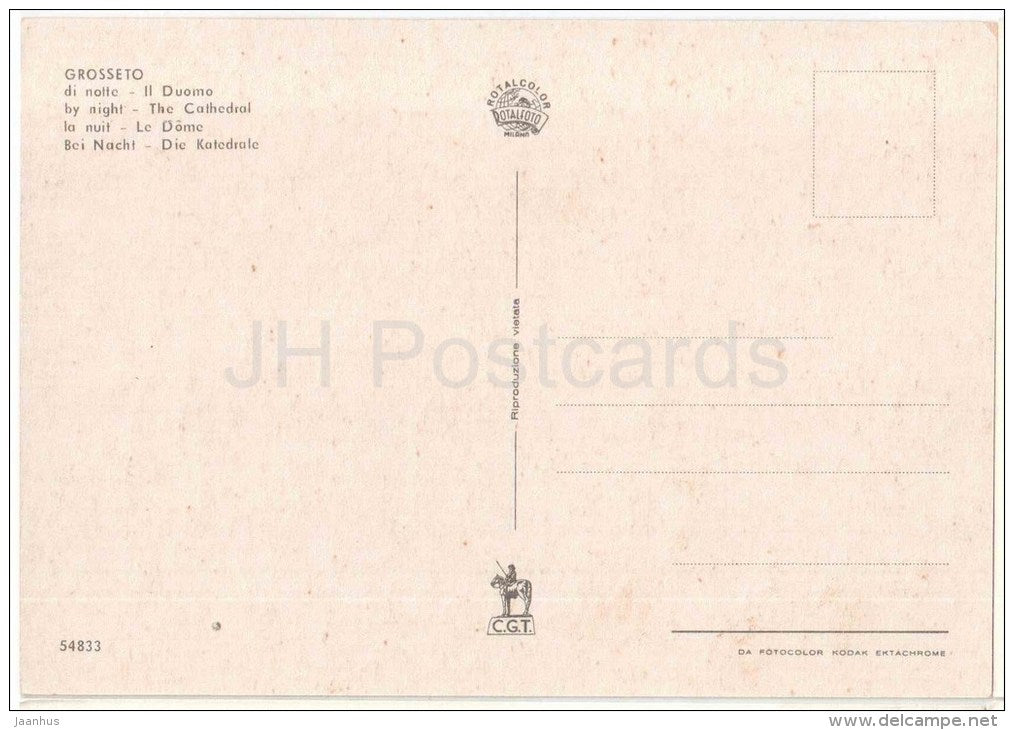 Il Duomo , di notte - Grosseto - Toscana - 54833 - Italia - Italy - unused - JH Postcards