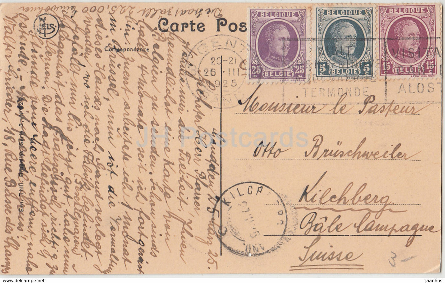 Gent - Gand - Eglise Saint Bavon et Panorama - church - old postcard - 1925 - Belgium - used