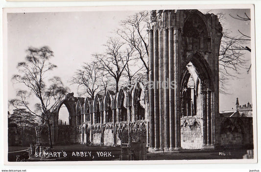York - St. Mary' s Abbey - 1 - 1952 - United Kingdom - England - used - JH Postcards