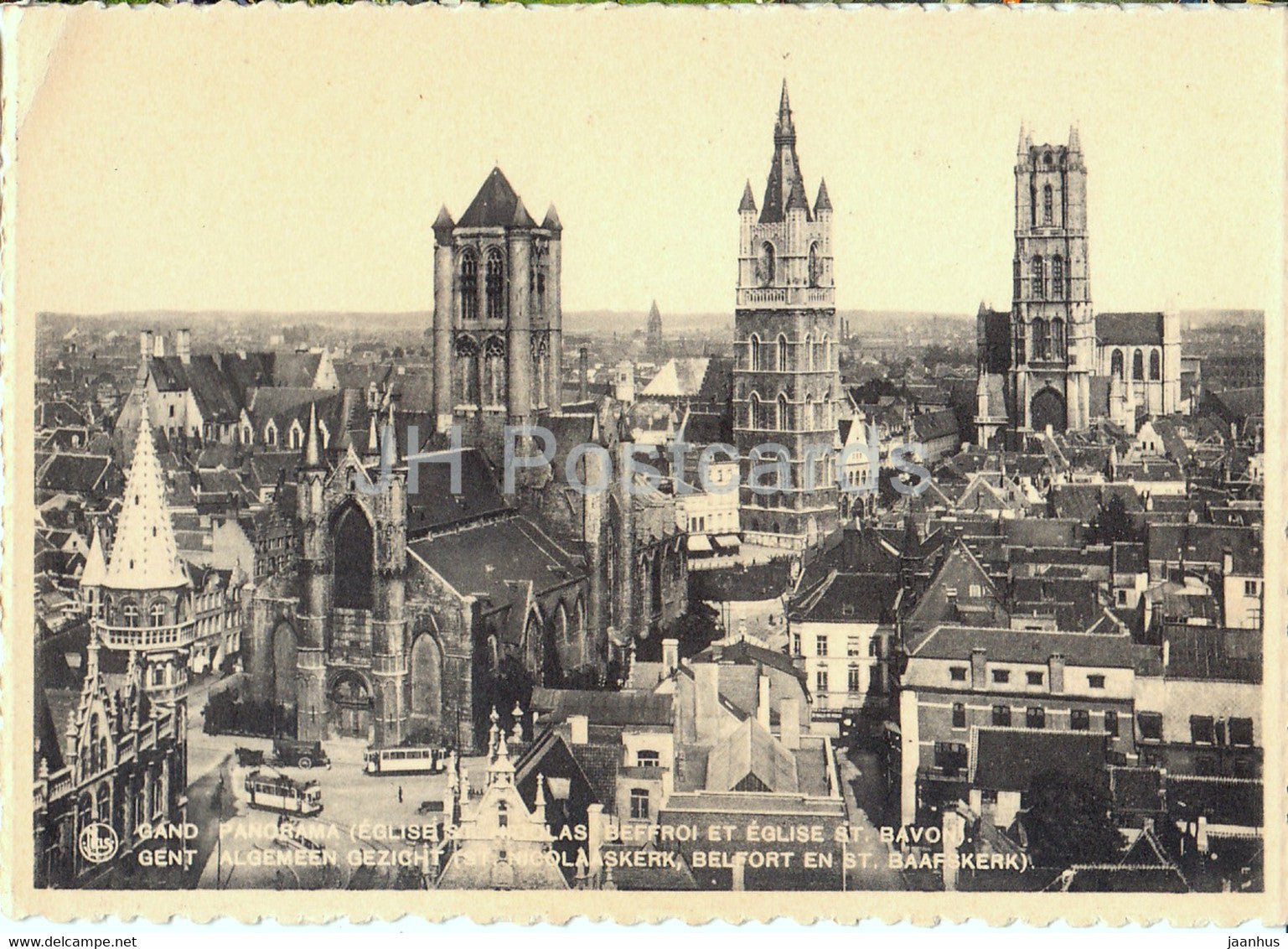 Gand - Gent - panorama - Eglise St Nicholas Beffroi et Eglise St Bavon - church - Old Postcard - Belgium - unused - JH Postcards