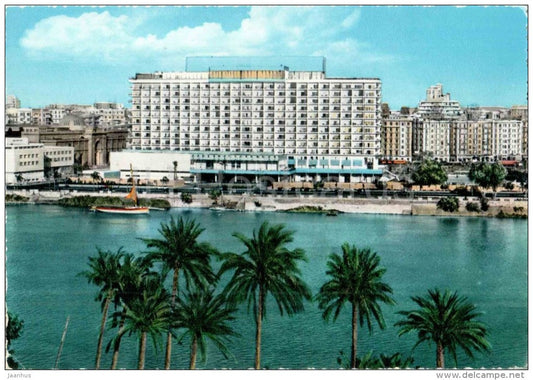 The Nile Hilton Hotel - palm trees - No. 555 - Cairo - Egypt - unused - JH Postcards