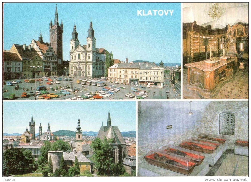 Klatovy - Peace square - pharmacy - town views - architecture - catacombs - Czechoslovakia - Czech - unused - JH Postcards
