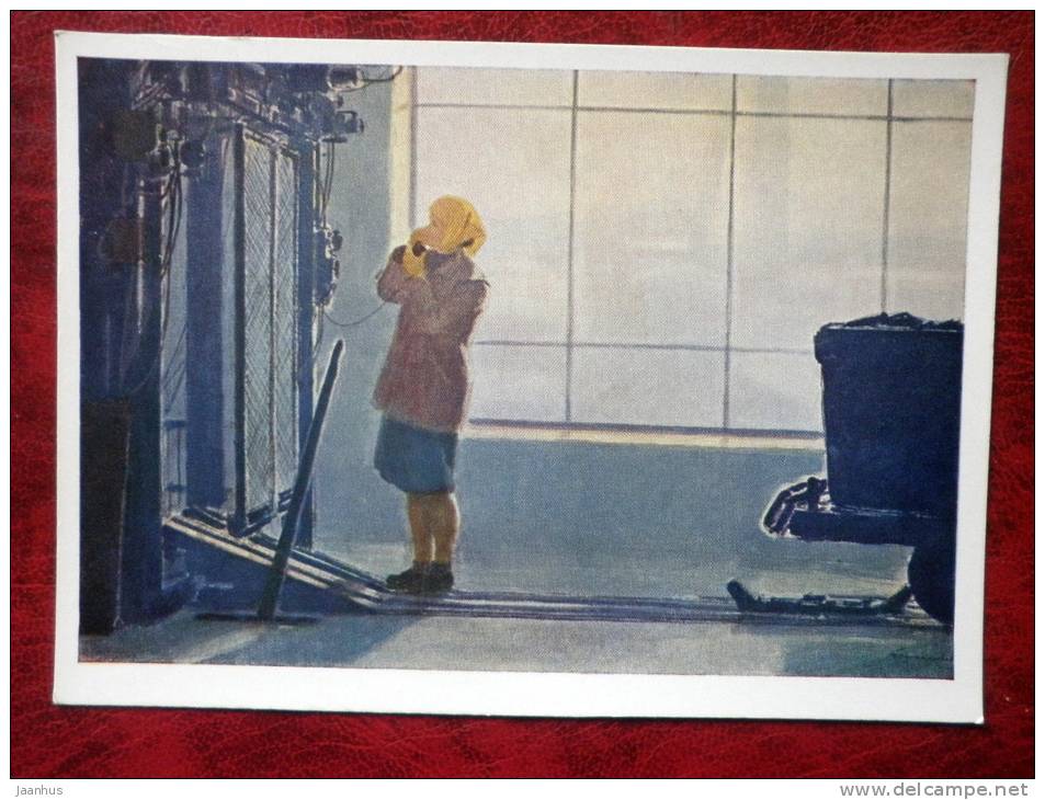 Painting by N. A. Ponamarev - shift has come , 1959 - russian art - unused - JH Postcards
