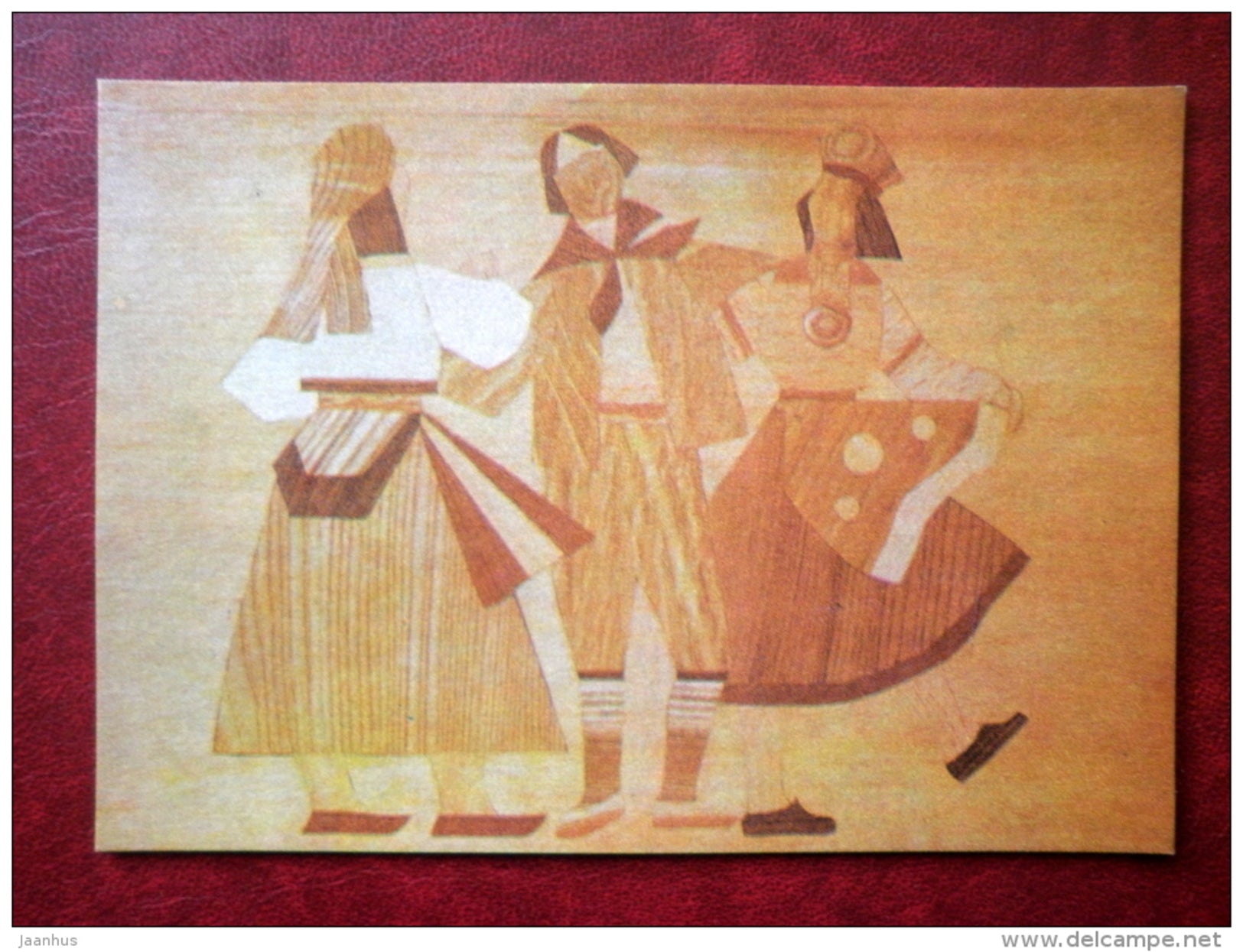 Folk Dancers - inlay by K. Küla - Juvenile Artists - 1970 - Estonia USSR - unused - JH Postcards