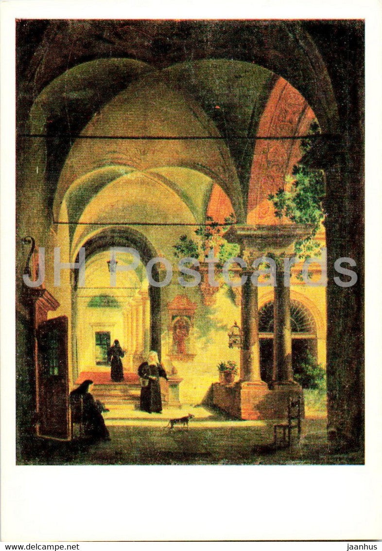 painting by Giovanni Migliara - In Monastery - Italian Art - 1989 - Russia USSR - unused - JH Postcards