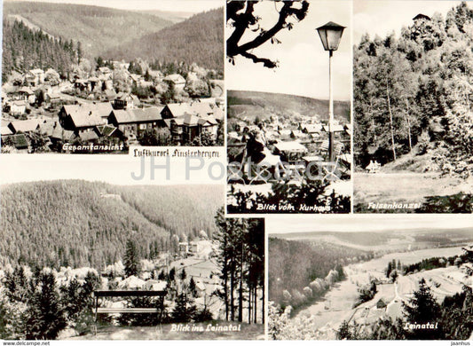 Luftkurort Finsterbergen - Blick vom Kurhaus - Felsenkanzel - Leinatal - old postcard - Germany DDR - unused - JH Postcards