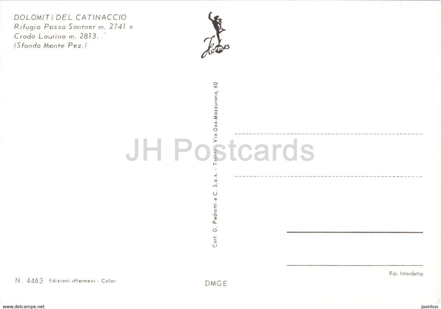 Dolomiti del Catinaccio - Rifugio Passo Santner - Croda Laurino - Italy - unused