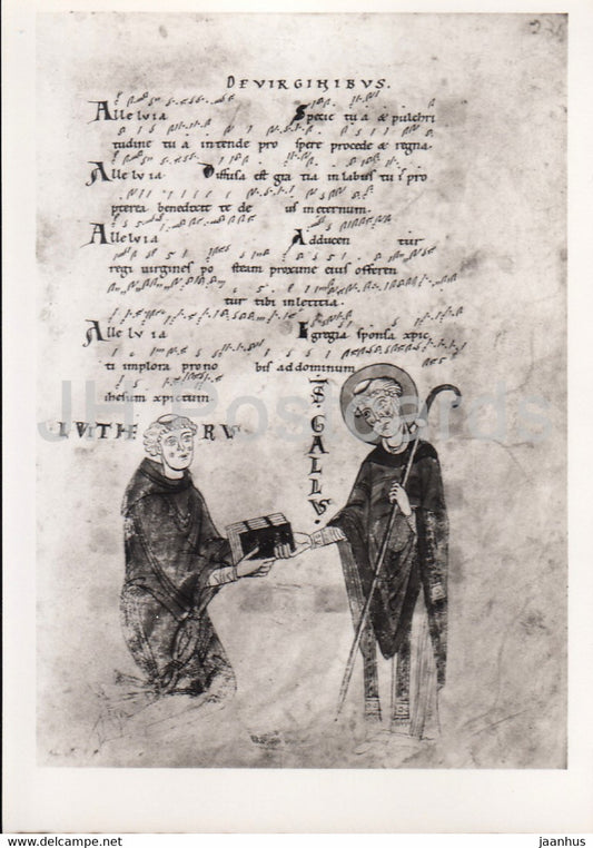 Liturgischer Gesang - Aus der Stiftsbibliothek St Gallen - library - 34 - old postcard - Switzerland - unused - JH Postcards