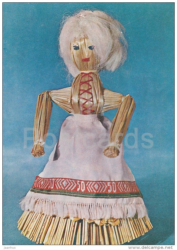 Alyenka - woman - Belarusian Straw Toys - 1974 - Russia USSR - unused - JH Postcards