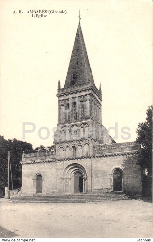 Ambares - L'Eglise - church - 23 - old postcard - 1911 - France - used - JH Postcards
