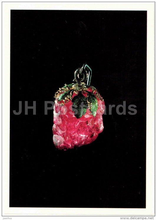 Pendant - gold - email - tourmaline - Diamond Fund - Moscow - 1991 - Russia USSR - unused - JH Postcards