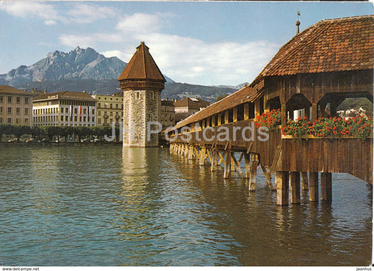 Lucerne - Luzern - Kapellbrucke mit Wasserturm und Pilatus - 1974 - Switzerland - used - JH Postcards