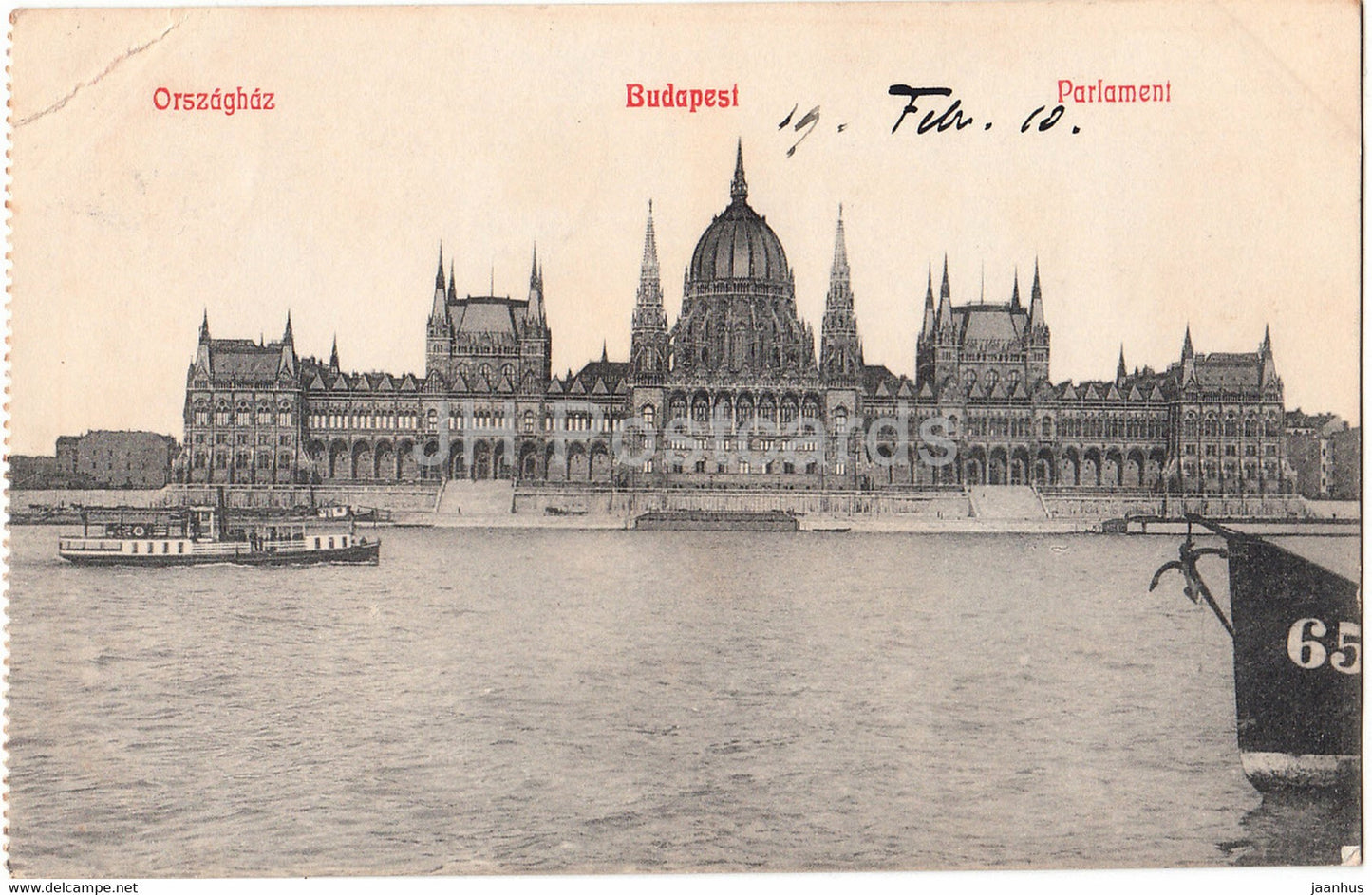 Budapest - Orszaghaz - Parlament - steamer boat - old postcard - 1910 - Hungary - used - JH Postcards