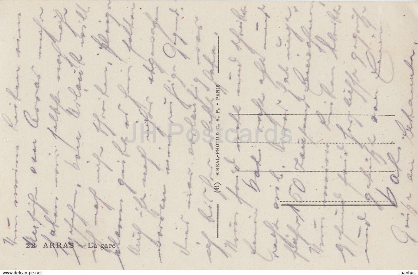 Arras - La Gare - Bahnhof - altes Auto - alte Postkarte - Deutschland - gebraucht