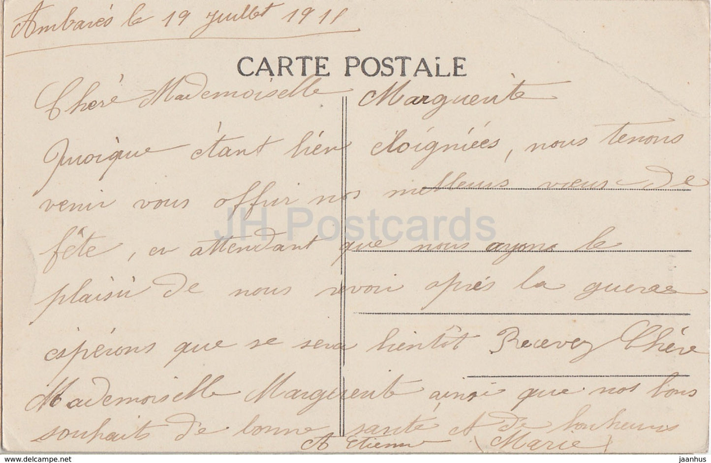 Ambares - L'Eglise - église - 23 - carte postale ancienne - 1911 - France - occasion