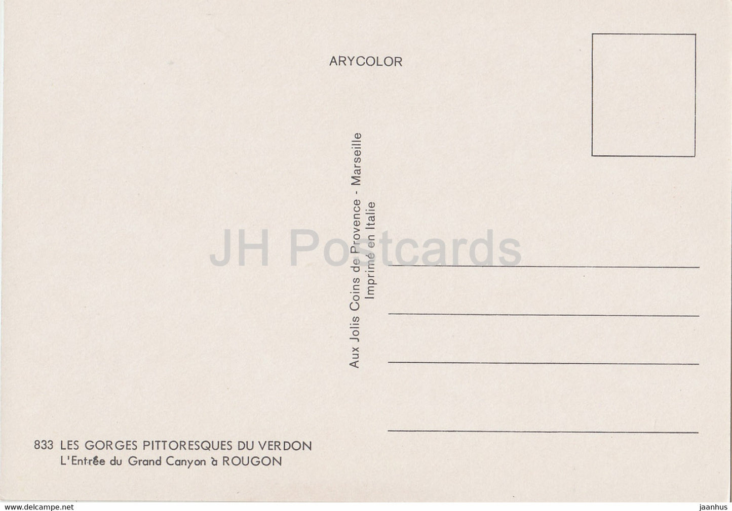 L'Entree du Grand Canyon a Rougon - Les Gorges Pittoresques du Verdon - 833 - France - unused